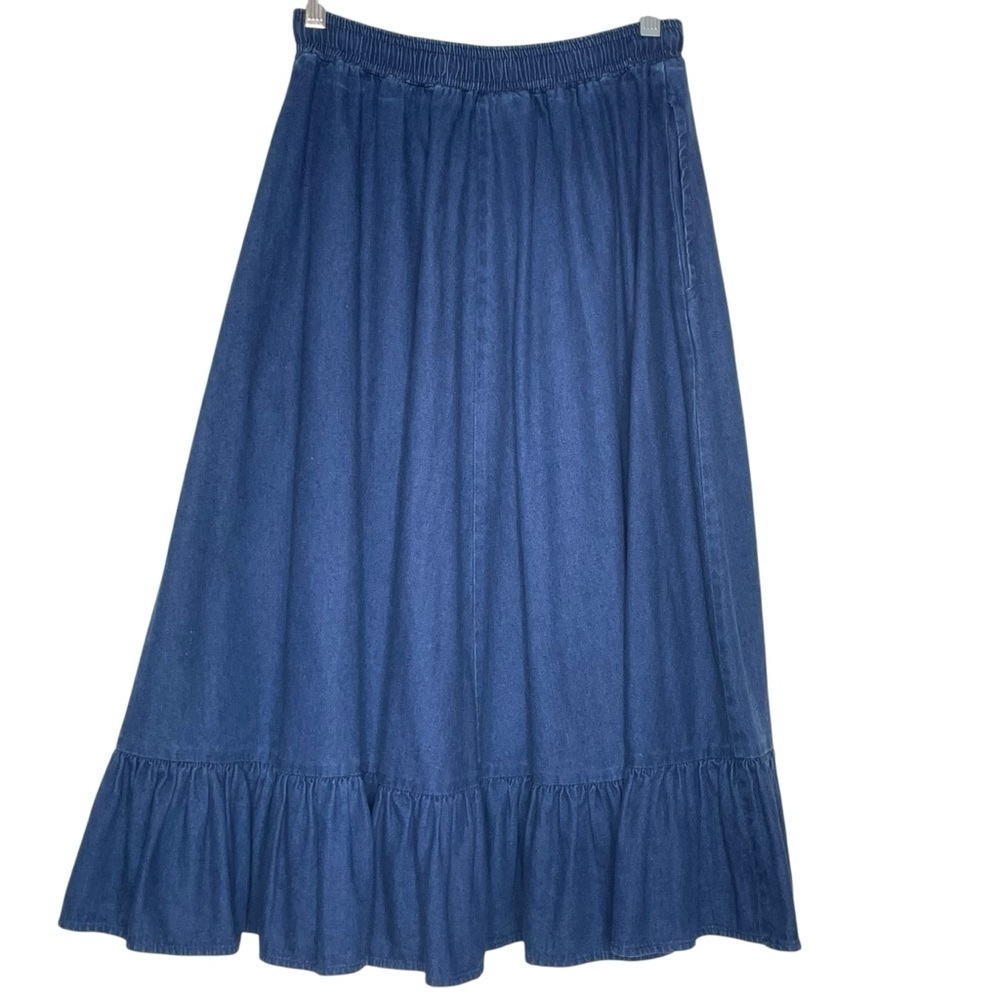Vtg. Mr. Stan Denim Blue Jean FULL SKIRT, 1970's, Ruffle Flounce Western Size 8 - Picture 4 of 12